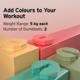 HEAD Rainbow Adjustable Dumbbells Set | Easy Weight Adjustment (1Kg-5Kg Each) | Steel+ Nylon +PP Dumbbells Set for Home Gym | Weights for Home Gym Accessories Men & Women | Home Gym Set Fitness Dumbbell